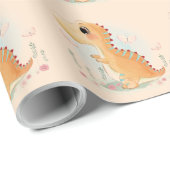 Dinosaur Brown Water Cute Baby Cadeaupapier (Rol Hoek)