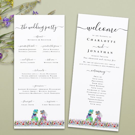 Dinosaur Bruid & Bruidegom Aangepast Huwelijksprog Menu
