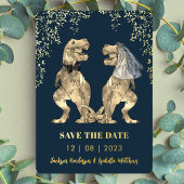 Dinosaur Bruid & Bruidegom Wedding Save the Date G Folie Uitnodiging