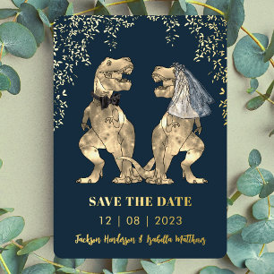 Dinosaur Bruid & Bruidegom Wedding Save the Date G Folie Uitnodiging