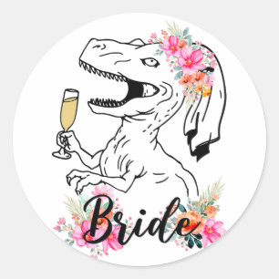 Dinosaur Bruid Bruidsmeisje Bloemen Bachelorette P Ronde Sticker