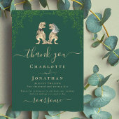 Dinosaur bruid en bruidegom bruiloft dank u bedankkaart