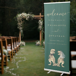Dinosaur bruid en bruidegom bruiloft welkom teken roll-up banner