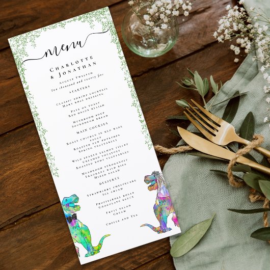 Dinosaur Bruid en Bruidegom Huwelijksmenu Menu