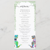 Dinosaur Bruid en Bruidegom Huwelijksmenu Menu (Voorkant)