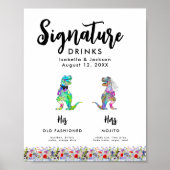 Dinosaur Bruid en Bruidegom Trouw Handtekening Dra Poster (Voorkant)