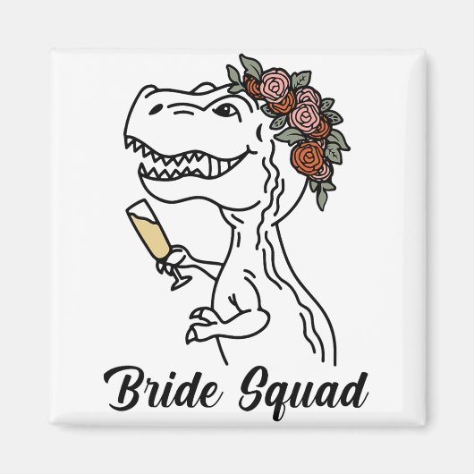 Dinosaur Bruids Squad Bruidsmeisje Bachelorette Fe Magneet (Voorkant)