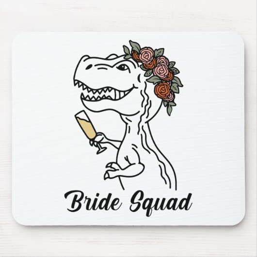 Dinosaur Bruids Squad Bruidsmeisje Bachelorette Fe Muismat (Voorkant)