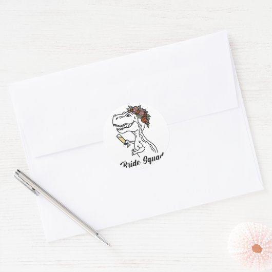 Dinosaur Bruidsquadron Bruidsmeisje vrijgezellenfe Ronde Sticker (Envelop)