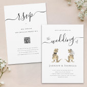 Dinosaur bruiloft T-Rex bruid en bruidegom uitnodi Kaart