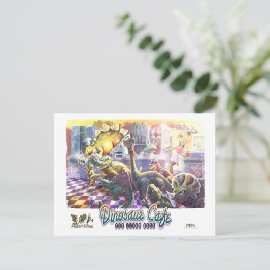 Dinosaur Cafe Briefkaart (Staand voorkant)