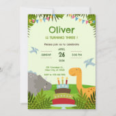  Dinosaur Cake Birthday Party Kaart (Voorkant)