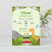  Dinosaur Cake Birthday Party Kaart (Staand voorkant)