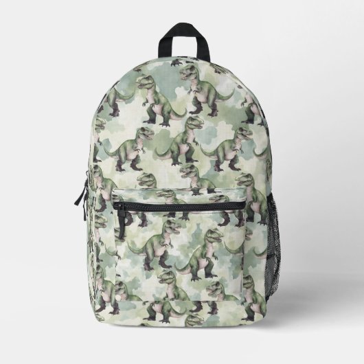 Dinosaur Camouflage Green Backpack Bedrukte Rugzak (Voorkant)