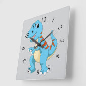 Dinosaur cartoon vierkante klok (Hoek)
