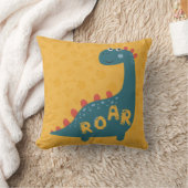 Dinosaur Cartoon Yellow Blue Roar Kinder Room Deco Kussen (Deken)