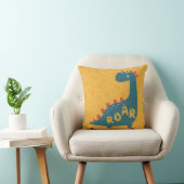 Dinosaur Cartoon Yellow Blue Roar Kinder Room Deco Kussen (Stoel)