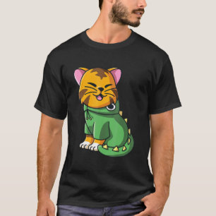 Dinosaur Cat Costume Girls Boy Girl Kids Love T-shirt