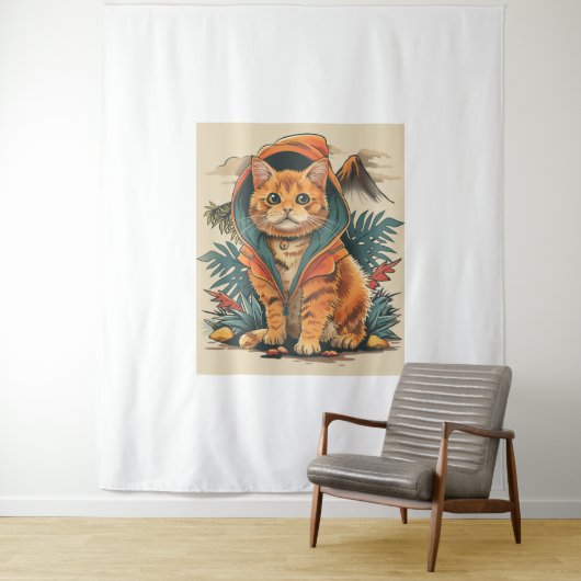 Dinosaur Cat Explorer Wandkleed (In situ)