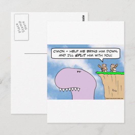 dinosaur caveman split briefkaart (Voorkant / Achterkant)