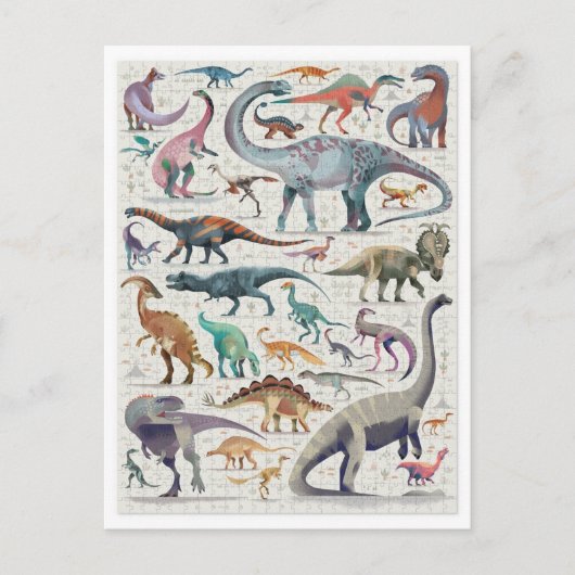 Dinosaur Chart briefkaart (Voorkant)