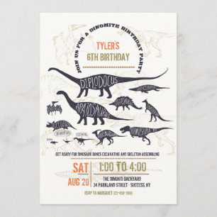 Dinosaur Chart Invitation Kaart