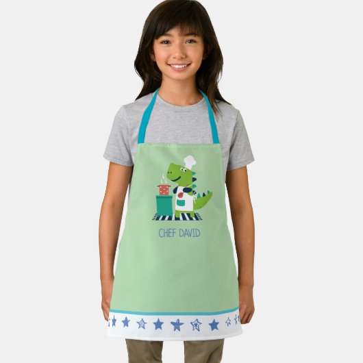 Dinosaur Chef Kids Apron Schort (Insitu)