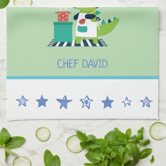 Dinosaur Chef Kitchen Towel Theedoek (Gevouwen)