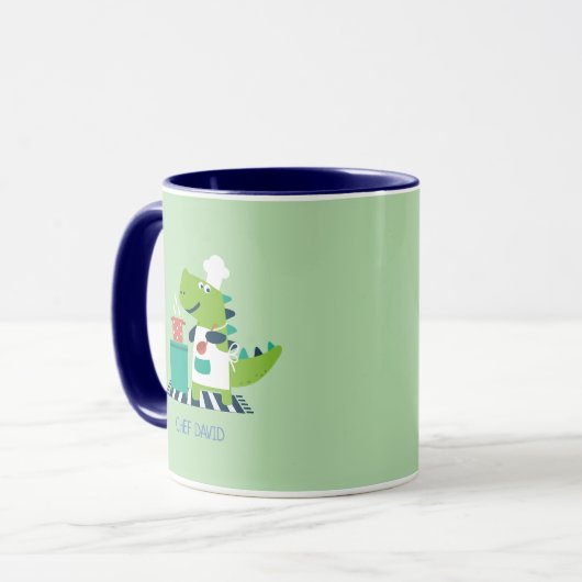 Dinosaur Chef Personalized Mug Mok (Voorkant links)