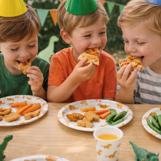 Dinosaur Chicken Nuggets Speelse Twist Leuke Kinde Papieren Bordje