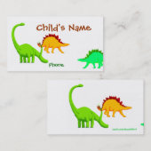 Dinosaur Children's Calling Card Contactkaartje (Voorkant / Achterkant)