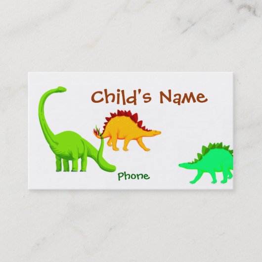 Dinosaur Children's Calling Card Contactkaartje (Voorkant)