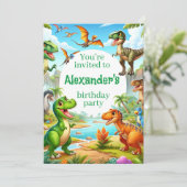 Dinosaur Child's Birthday Kaart (Staand voorkant)