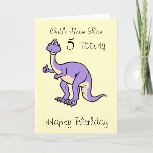 Dinosaur Child's Personalised Birthday Card Kaart (Voorkant)