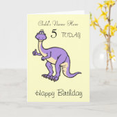 Dinosaur Child's Personalised Birthday Card Kaart (Gele Bloem)
