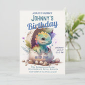 Dinosaur Child's Wilde Uitnodiging van één dag (Staand voorkant)