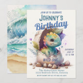 Dinosaur Child's Wilde Uitnodiging van één dag (Voorkant / Achterkant)