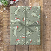 Dinosaur Christmas Boy Santa Claus Dino T-Rex Sage Cadeaupapier