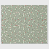 Dinosaur Christmas Boy Santa Claus Dino T-Rex Sage Cadeaupapier (Vlak)