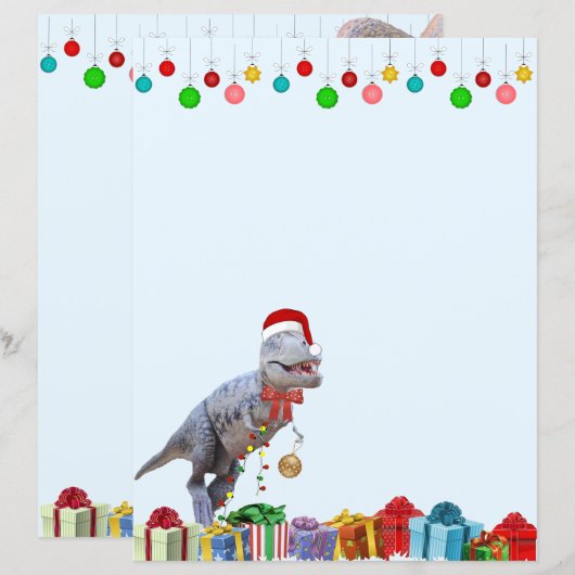 Dinosaur Christmas Briefpapier (Voorkant / Achterkant)