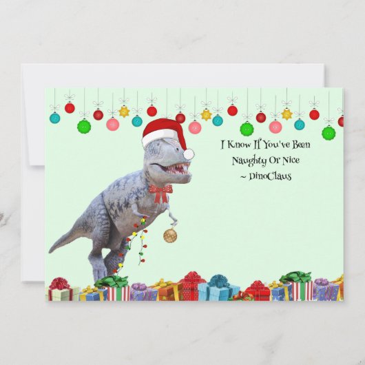 Dinosaur Christmas Flat Kaart (Achterkant)