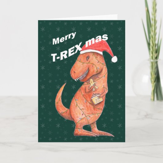 Dinosaur Christmas Funny T-Rex Alternatieve Vakant Kaart (Voorkant)