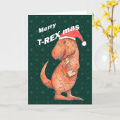 Dinosaur Christmas Funny T-Rex Alternatieve Vakant Kaart (Gele Bloem)