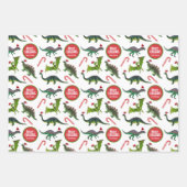 Dinosaur Christmas gepersonaliseerd Inpakpapier Vel (Voorkant)