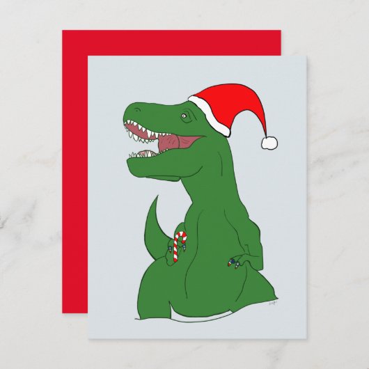 Dinosaur Christmas Holiday Card Feestdagenkaart (Voorkant / Achterkant)