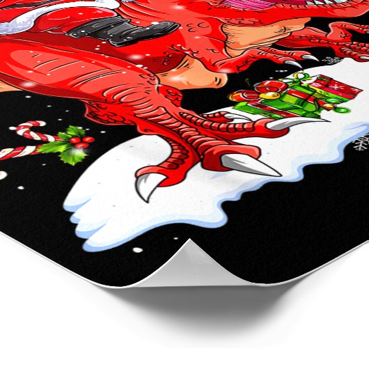 Dinosaur Christmas Lights Funny Men Boys Kids Xmas Poster (Hoek)