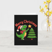 Dinosaur Christmas Merry Christmas T-rex Decoratin Kaart (Gele Bloem)