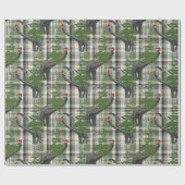 Dinosaur Christmas Plaid Cadeaupapier (Vlak)