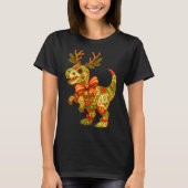 Dinosaur Christmas Season Patchwork T-rex Squad Fa T-shirt (Voorkant)