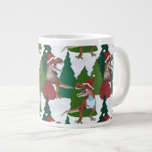 Dinosaur Christmas T-Rex Santa Grote Koffiekop (Voorkant rechts)